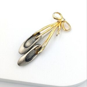 Vintage signed ballet shoes brooch pin